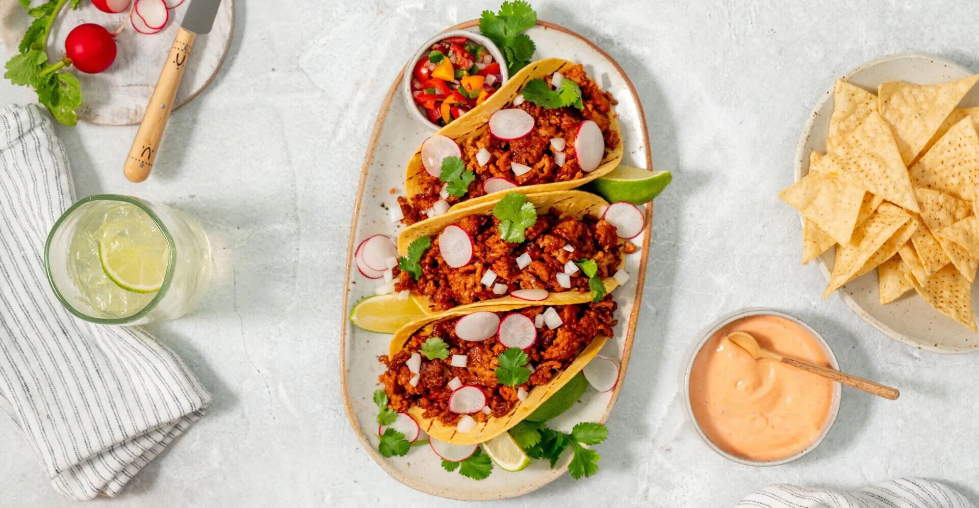 Spicy Soft Tacos with Cherry Tomato Salsa